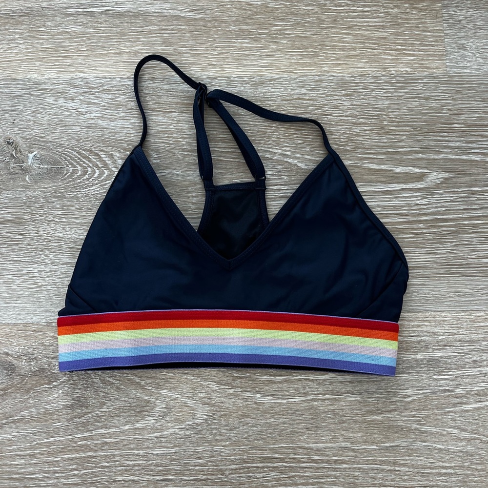The Upside Rainbow Stripe Sports Bra